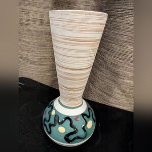 Vintage German Ceramic Vase with mint gold Line Decor from Carstens, Tonnieshof